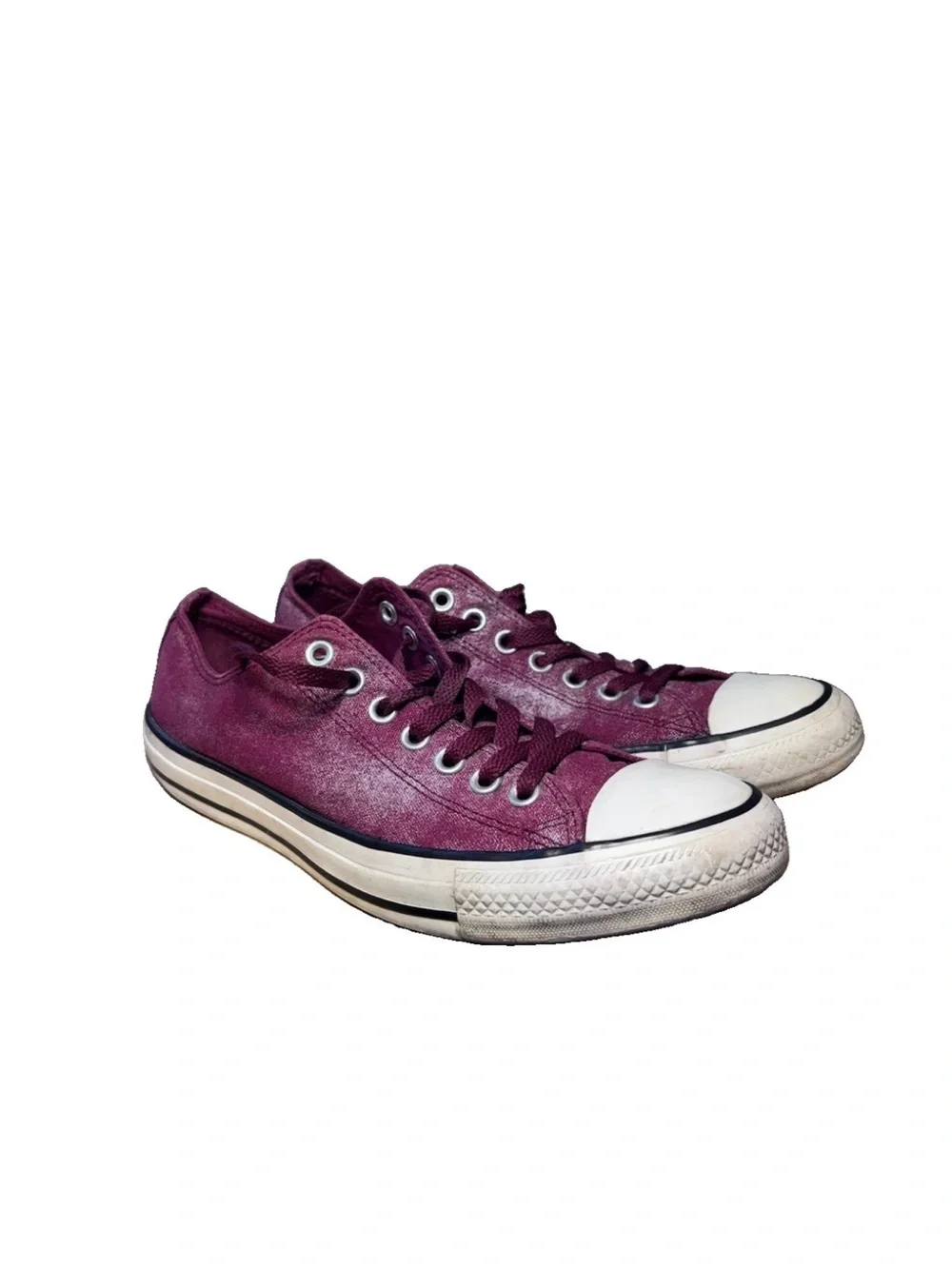 Converse All-Star Low Top Red Burgundy Silver Men's 8.5 Women's 10.5